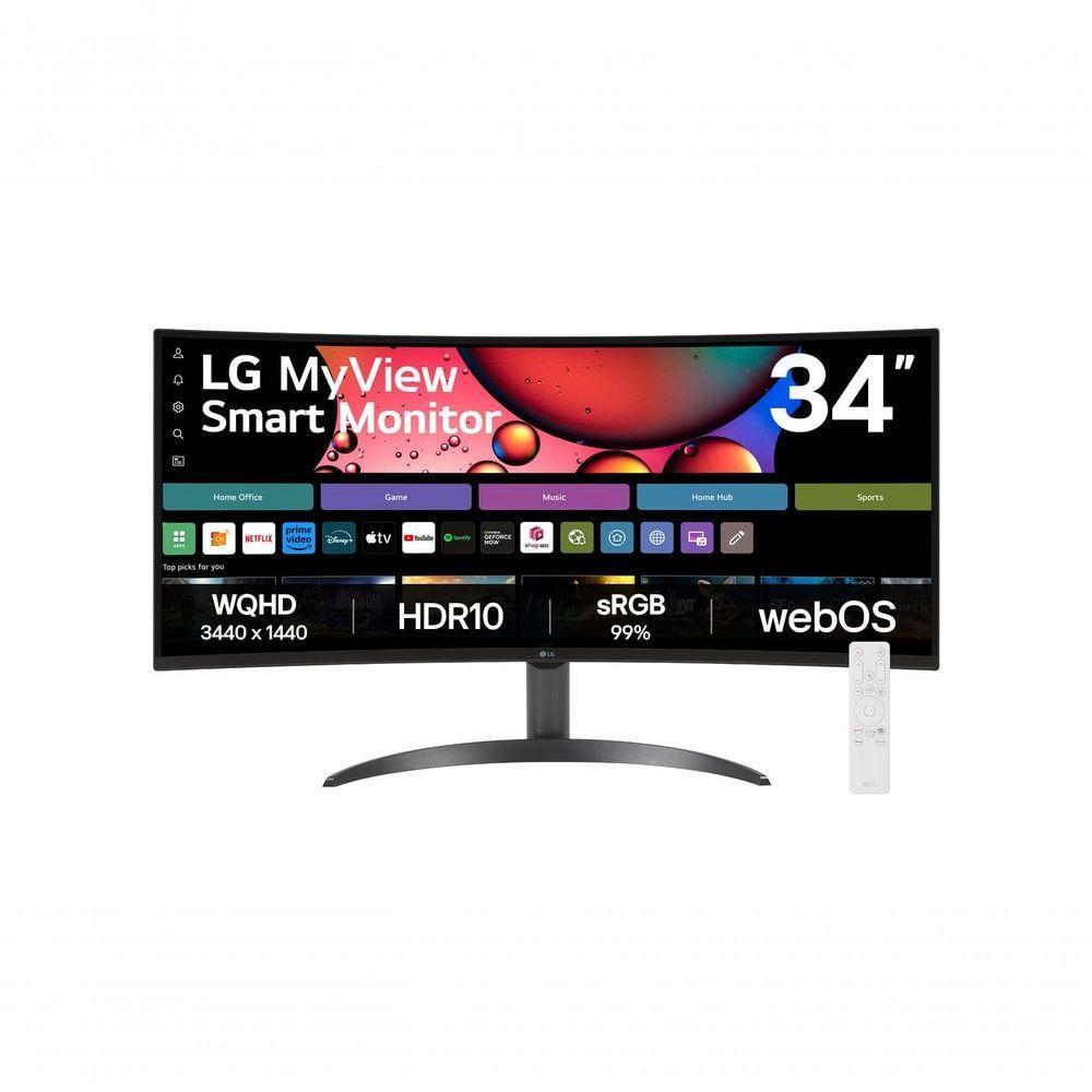 Monitor LG Myview Smart 34SR60QC-B Tela Curva 34" QuadHD 2K 21:9 WebOS Air Play Screen Share Bluetooth ThinQ Home - 1