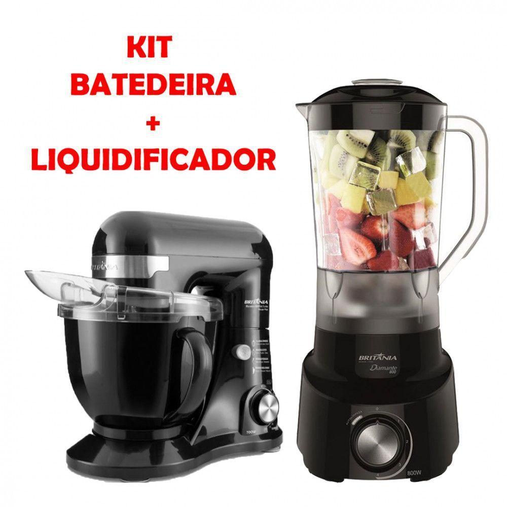 Kit Cozinha Britânia 2 Em 1 Com Liquidificador Batedeira Preto 220 V - 2