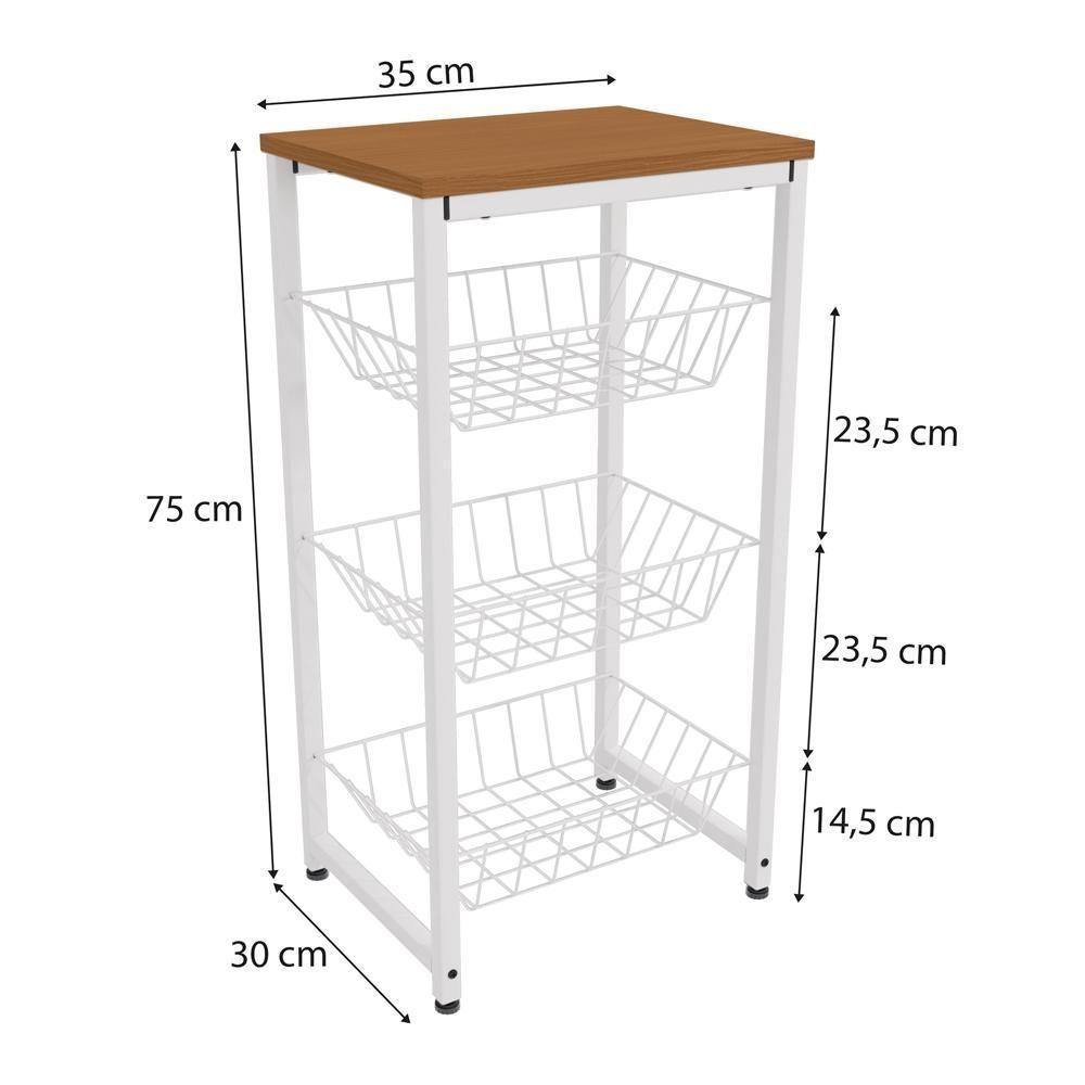 Fruteira De Chão 3 Cestos 75 Cm Li035 Canela Branco Kpb - 2