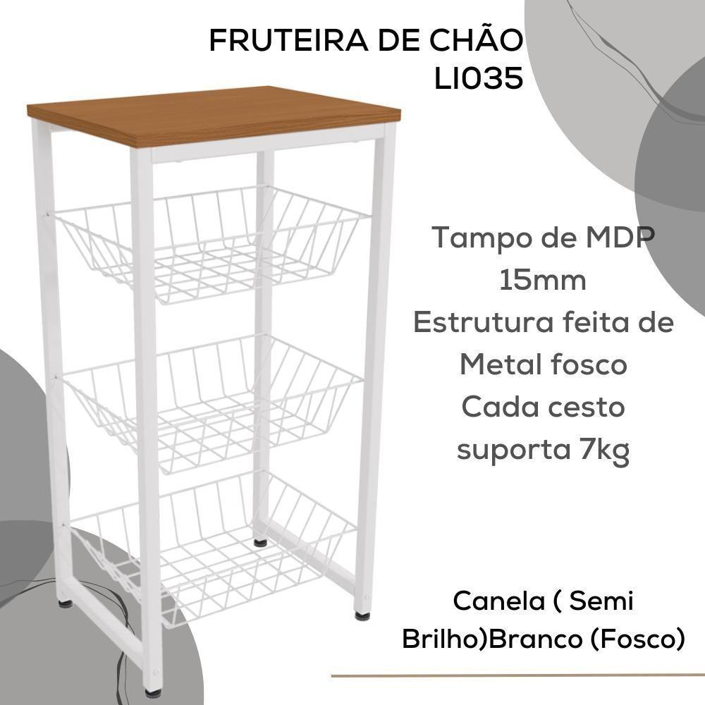 Fruteira De Chão 3 Cestos 75 Cm Li035 Canela Branco Kpb - 4