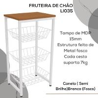 Fruteira De Chão 3 Cestos 75 Cm Li035 Canela Branco Kpb