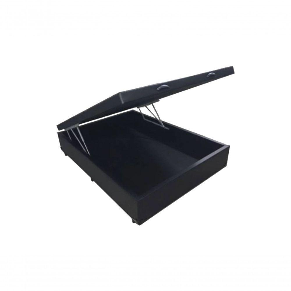 Cama Box Baú Casal 138 Tecido Sintético Preto Com Colchão Lisboa Bello Box Espuma D28 Preto - 4