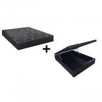 Cama Box Baú Casal 138 Tecido Sintético Preto Com Colchão Lisboa Bello Box Espuma D28 Preto - 1