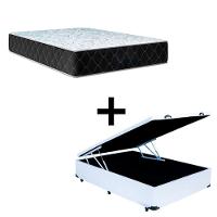 Cama Baú Viúva 128 Tecido Sintético Branco Com Colchão Marrocos - Poliéster - Espuma D33 30cm - 1