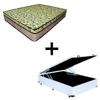 Cama Baú Casal 138 Tecido Sintético Branco Com Colchão De Espuma Tokio D33 Bege - 25x138x188cm - 1