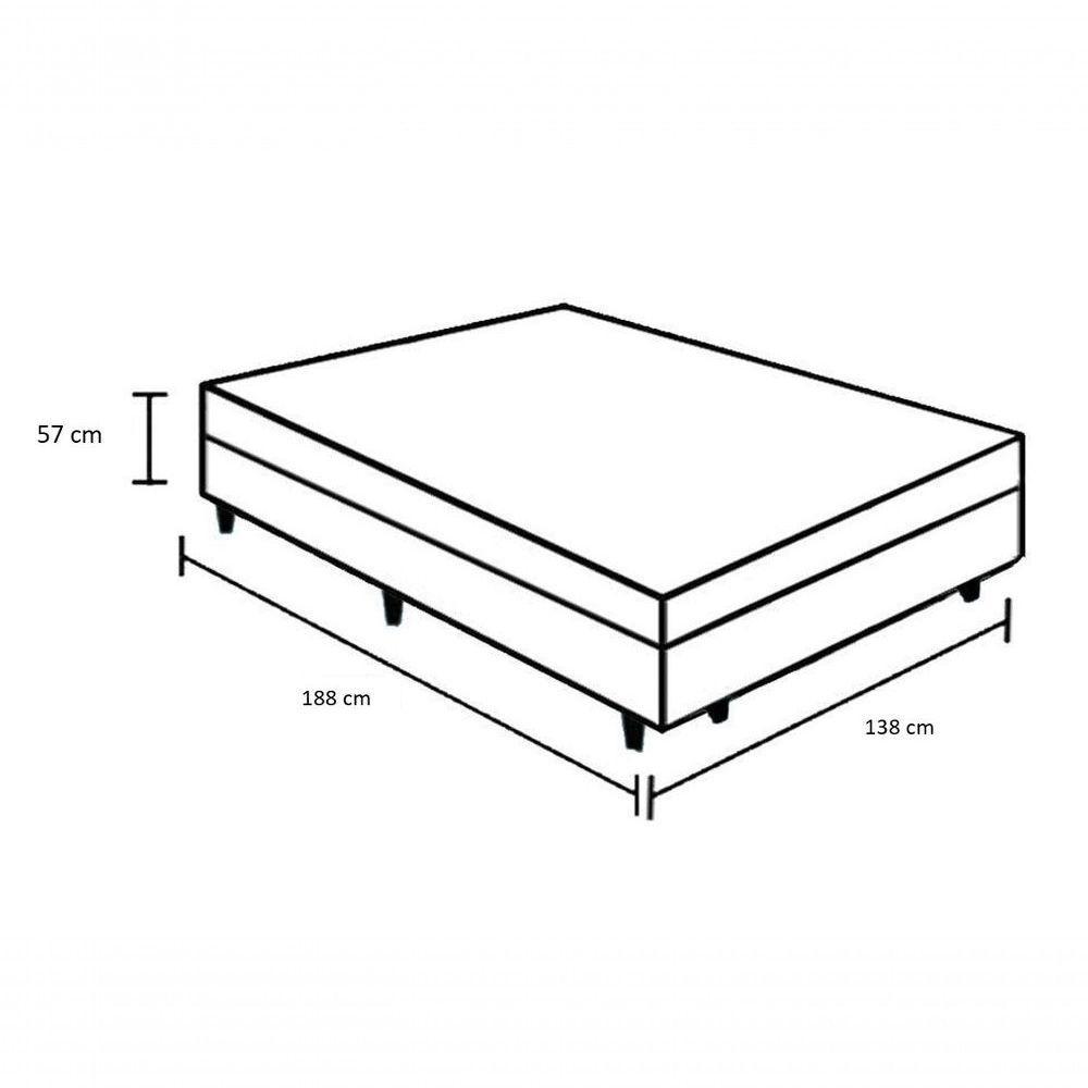 Cama Box Baú Casal 138 Tecido Sintético Branco Com Colchão Lisboa Bello Box Espuma D28 Preto - 3