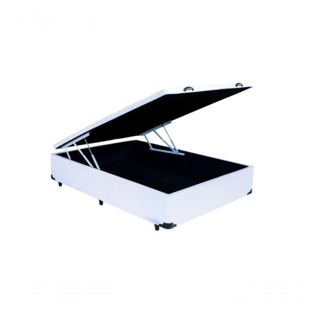 Cama Box Baú Casal 138 Tecido Sintético Branco Com Colchão Lisboa Bello Box Espuma D28 Preto - 4