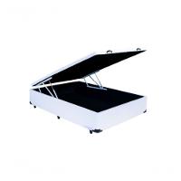 Cama Box Baú Casal 138 Tecido Sintético Branco Com Colchão Lisboa Bello Box Espuma D28 Preto - 4