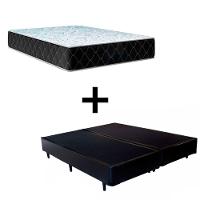 Cama Box Queen 158 Tecido Sintético Preto Com Colchão Marrocos - Poliéster - Espuma D33 30cm - 1