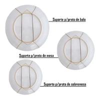 Suporte Gancho Mola Dourada Prato Decorativo Parede Pendurar Sobremesa 12 A 16cm - 6