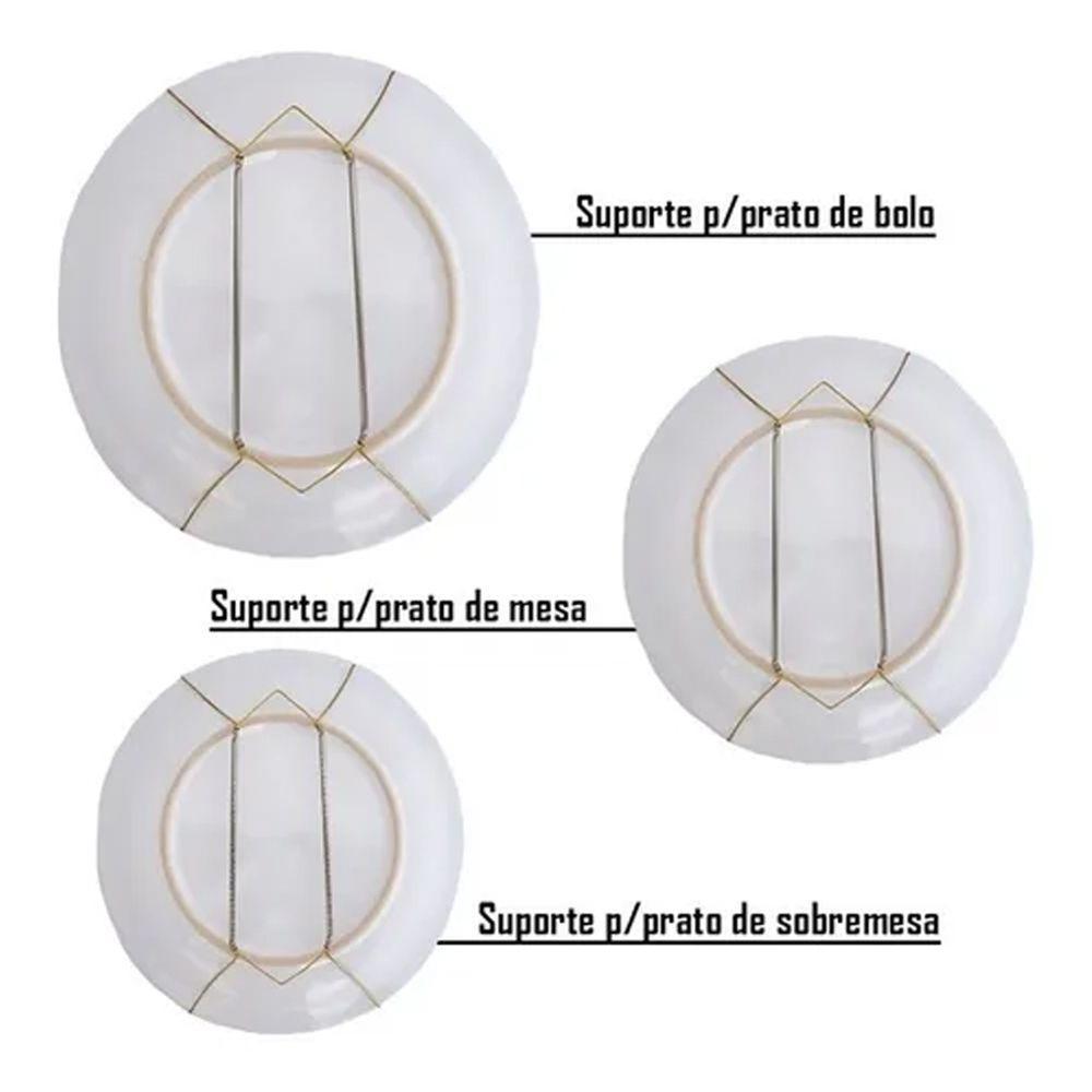 Suporte Gancho Mola Dourada Prato Decorativo Parede Pendurar Tabuleiro (35 A 45cm) - 10