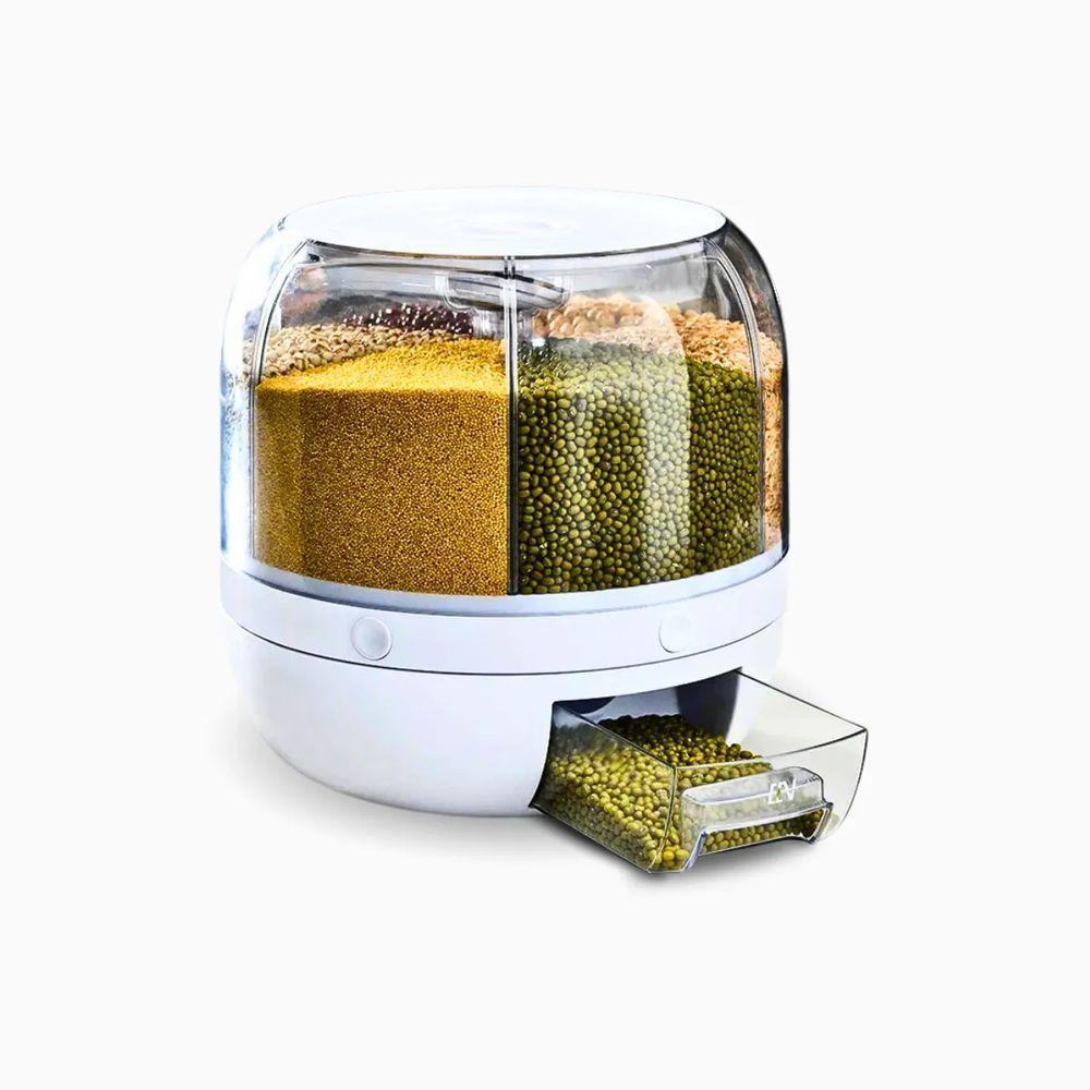 Dispensador De Alimentos E Grãos Giratório Com 6 Divisões - 1