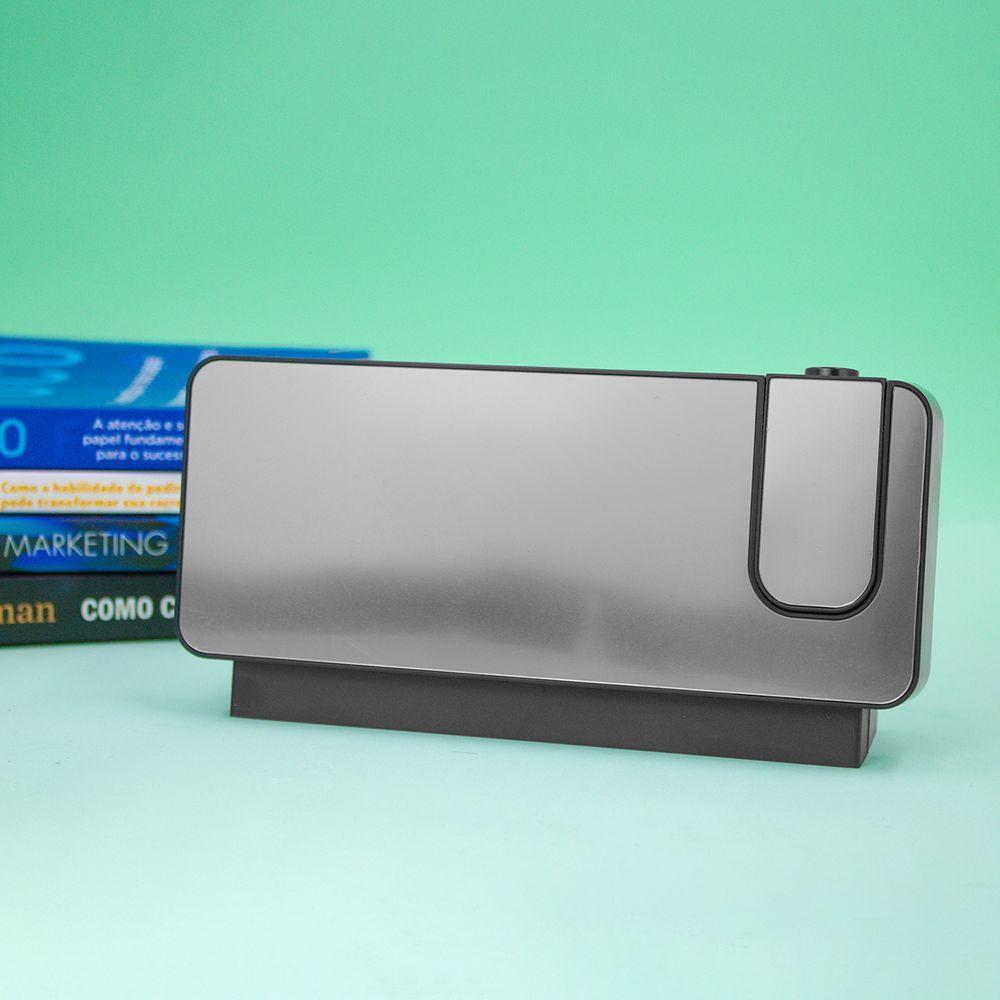 Relogio Alarme Led Espelhado Usb Com Projetor De Hora Preto - 5