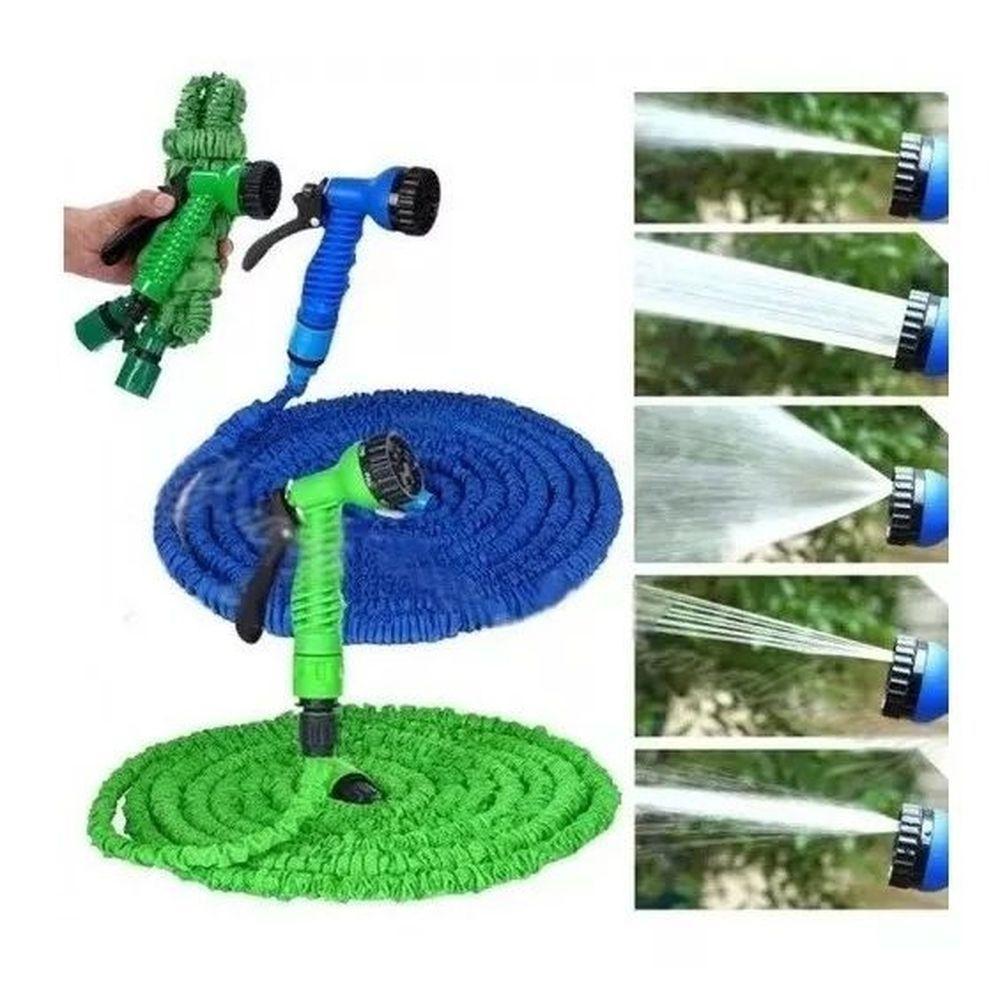 Mangueira Jardim Expansível 30 Metros Resistente Jatos D água Azul - 3