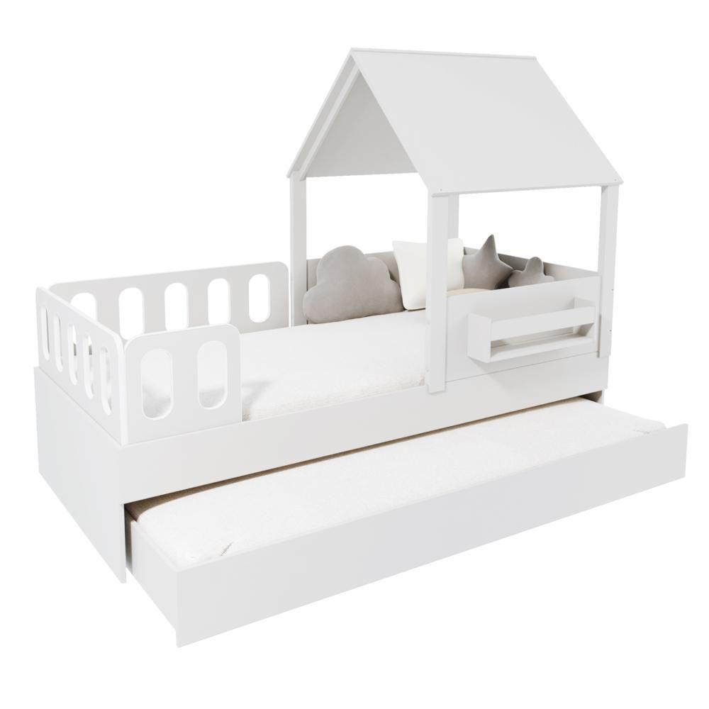 Bicama Casinha Com Telhado Mdf E Grades Anatômica Branco Mobilistore - 2