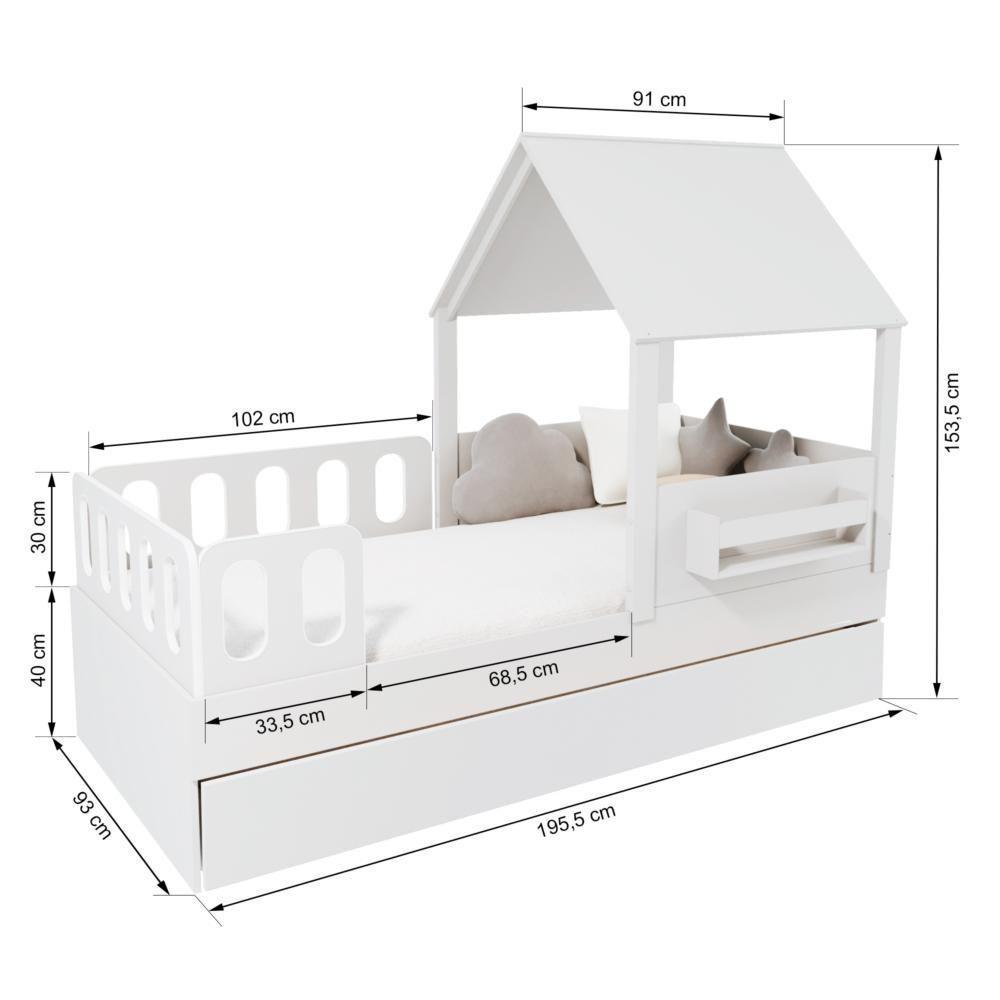 Bicama Casinha Com Telhado Mdf E Grades Anatômica Branco Mobilistore - 4