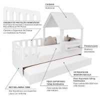 Bicama Casinha Com Telhado Mdf E Grades Anatômica Branco Mobilistore - 3