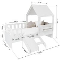 Cama Casinha Com Telhado Mdf Kit Escada E Grades Anatômica Branco Mobilistore