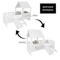 Cama Casinha Com Telhado Mdf Kit Escada E Grades Anatômica Branco Mobilistore - 5
