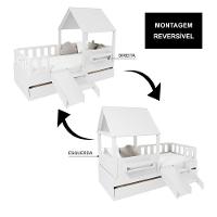 Bicama Casinha Com Telhado Mdf Kit Escada E Grades Anatômica Branco Mobilistore - 2