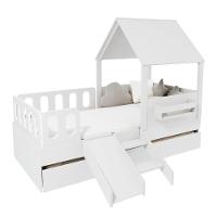Bicama Casinha Com Telhado Mdf Kit Escada E Grades Anatômica Branco Mobilistore - 3