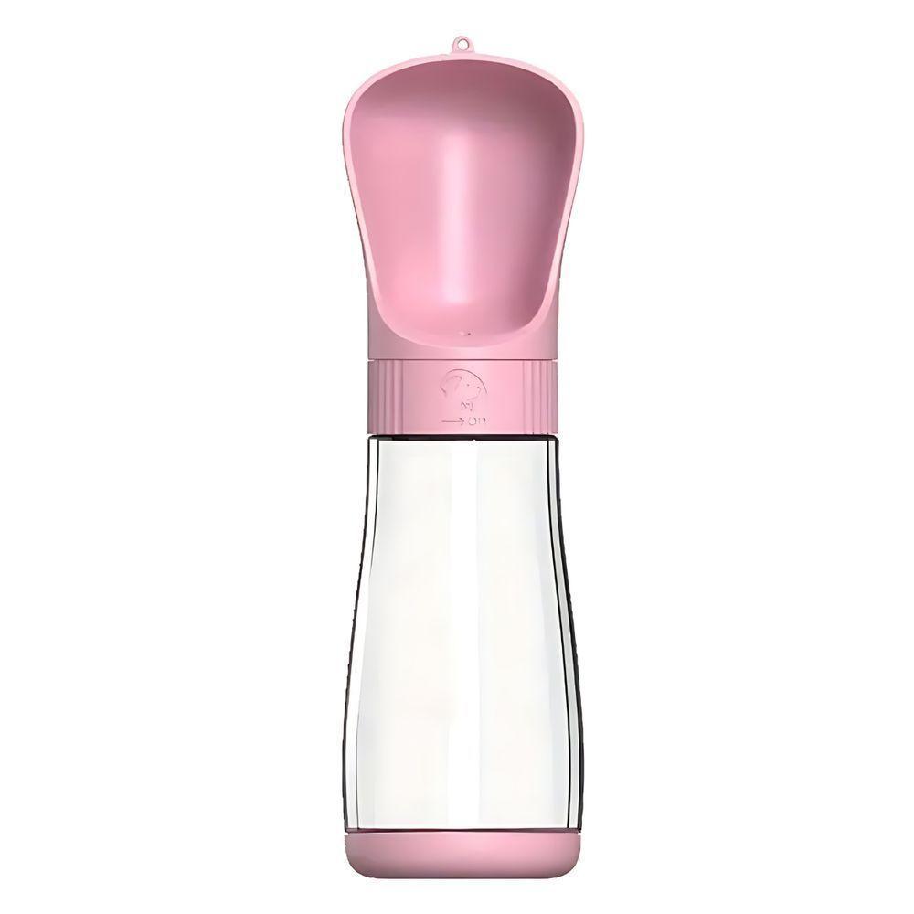 Garrafa água Bebedouro Pet Passeio Com Trava Portátil 330ml Rosa - 1