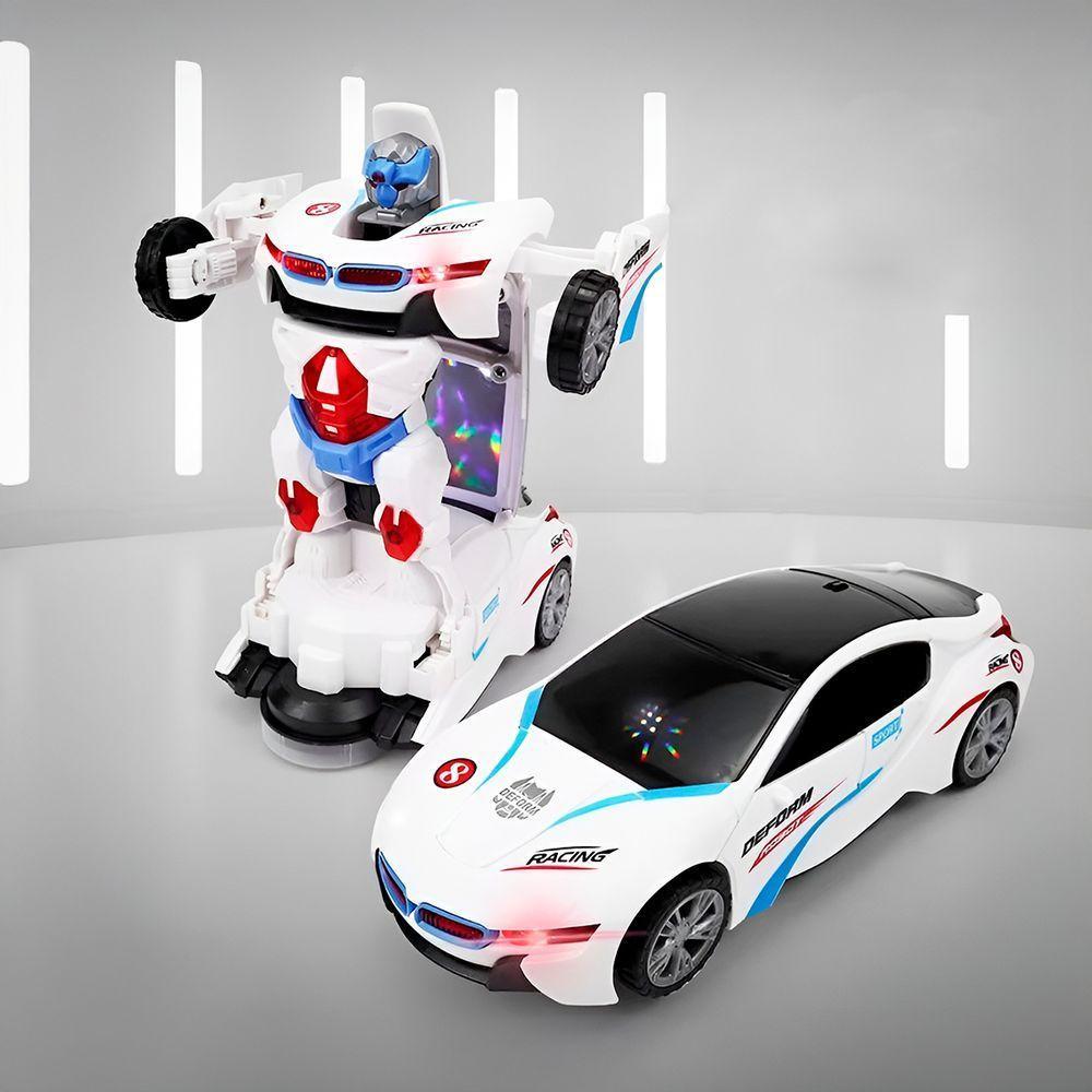 Carro Transformar Robô 2 Em 1 Bate E Volta Luzes Musica Brinquedo Infantil - 5