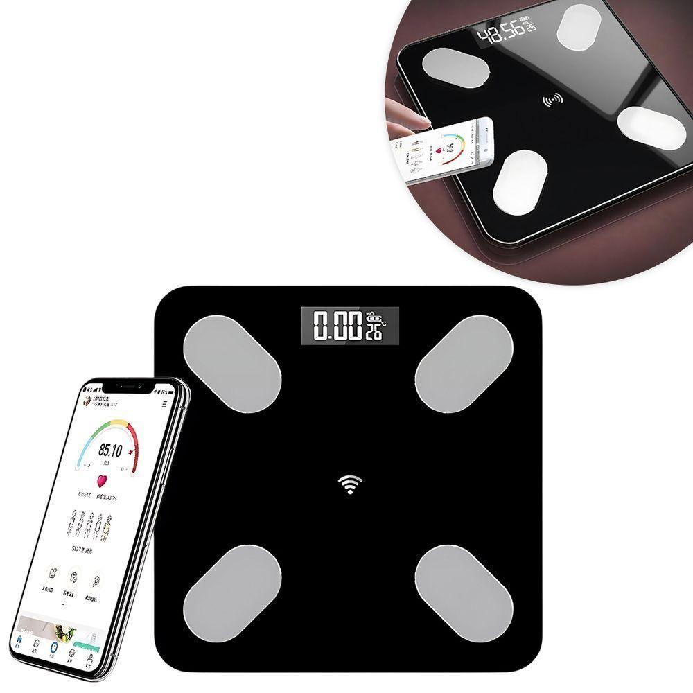 Balança Digital Bioimpedância Bluetooth Aplicativo Medição Até 150kg Preto - 2