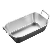 Bandeja Retangular Com Alça Mini Petisqueira Aço Inox Prateado - 1