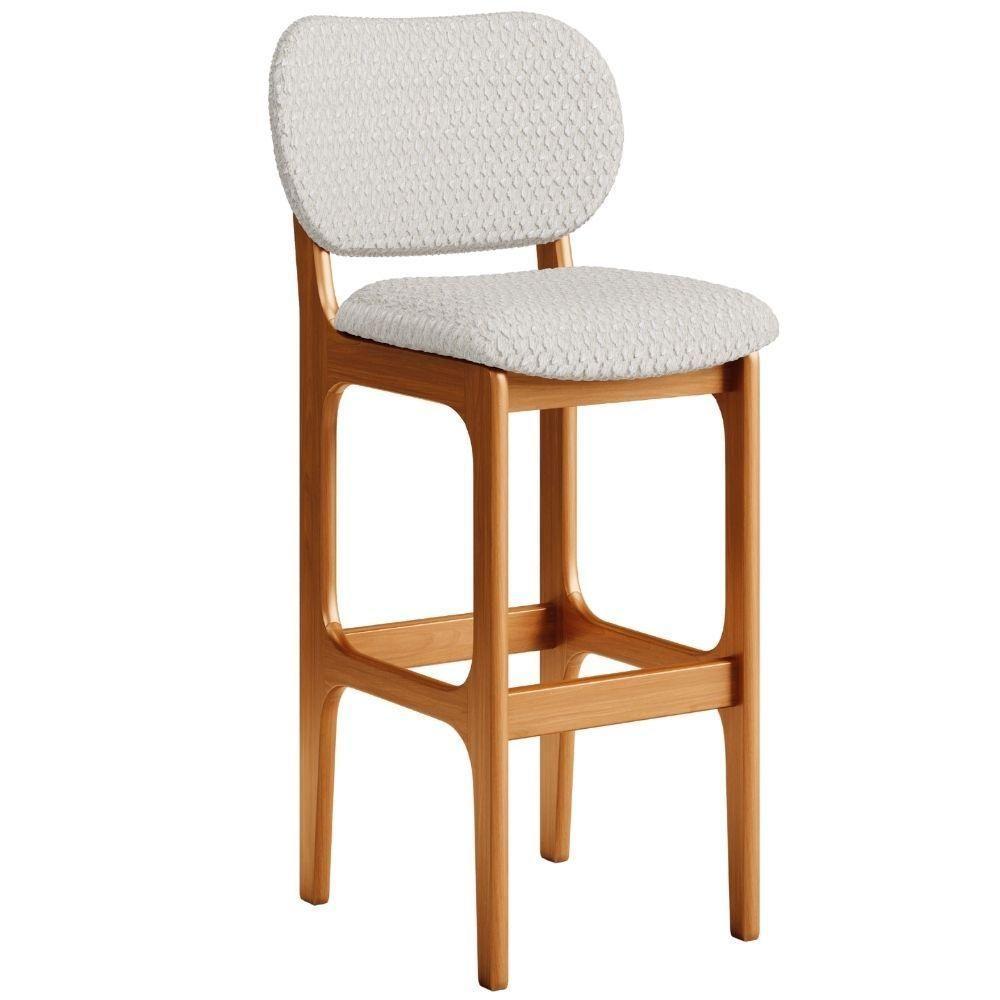 Banqueta Alta Bar Cozinha Sala Jantar Fixa Betta L02 Imbuia Bouclê Cru - Lyam Decor - 1