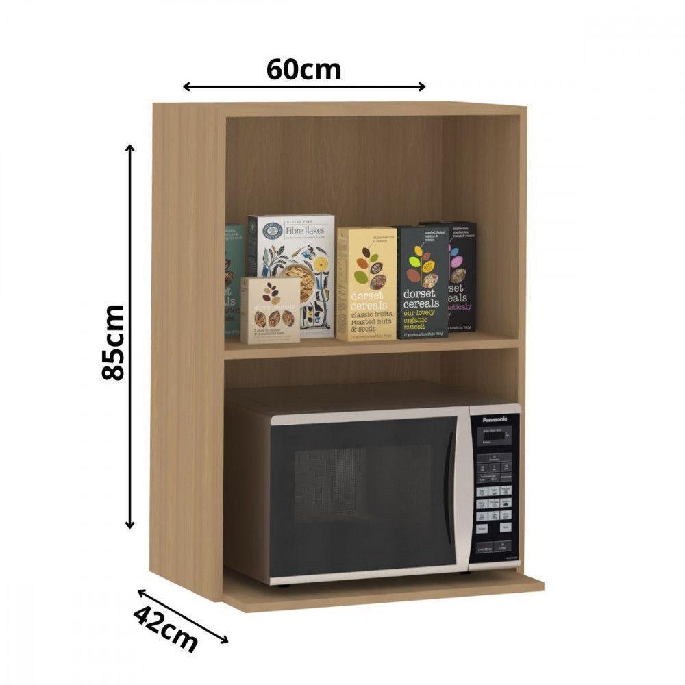 Armário Aéreo 2 Portas 60cm Com Nicho Para Microondas Freijo - 3