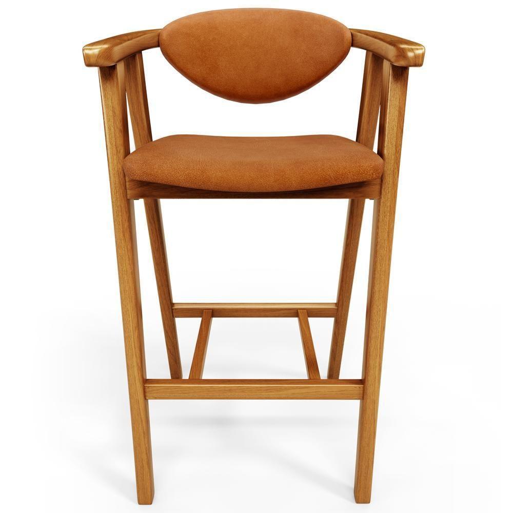 Banqueta Alta Para Cozinha Bancada Bar Sala De Jantar Fixa Cecília L02 Couríssimo Canela - Lyam Decor - 3