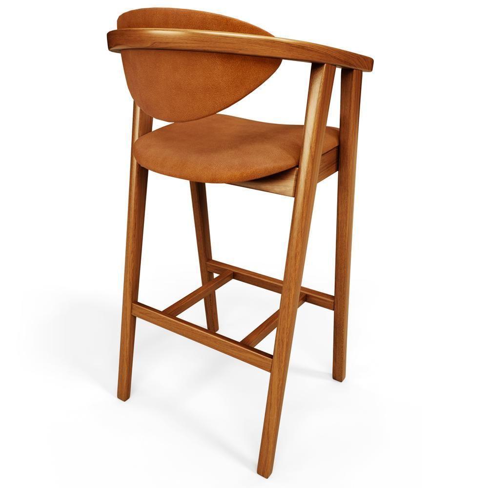 Banqueta Alta Para Cozinha Bancada Bar Sala De Jantar Fixa Cecília L02 Couríssimo Canela - Lyam Decor - 6