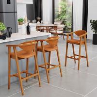 Banqueta Alta Para Cozinha Bancada Bar Sala De Jantar Fixa Cecília L02 Couríssimo Canela - Lyam Decor - 2