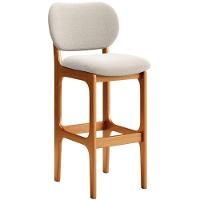 Banqueta Alta Bar Cozinha Sala Jantar Fixa Betta L02 Imbuia Bouclê Creme - Lyam Decor - 1