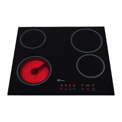 Cooktop Elétrico de Embutir Fischer 4 Bocas Mesa Vitrocerâmica Painel Digital Touch Preto 220V