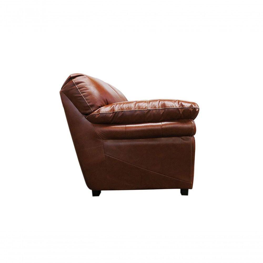 Conjunto Sofá De Couro Gana 3 E 2 Lugares Conhaque Com Brilho - Mempra Design - 3