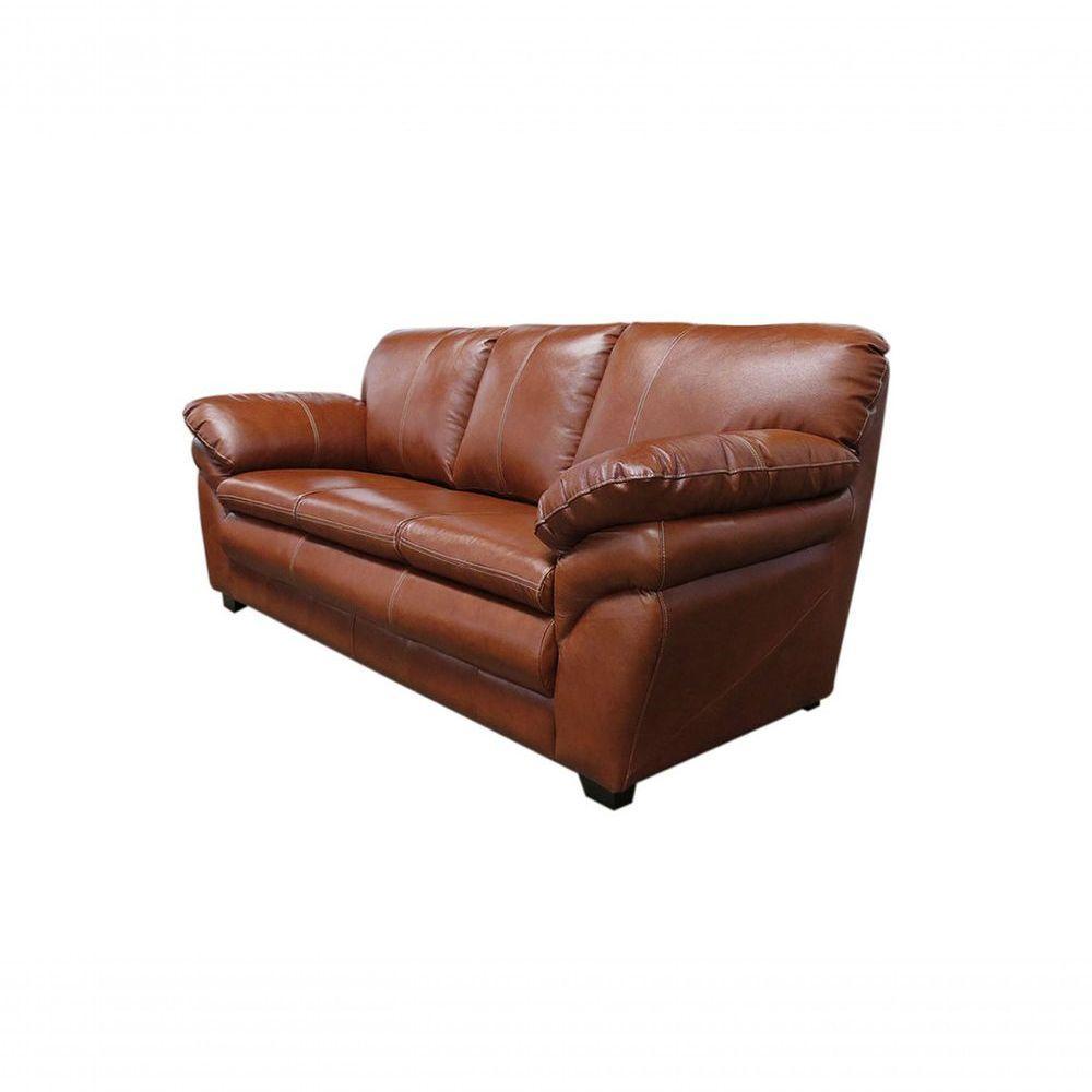 Conjunto Sofá De Couro Gana 3 E 2 Lugares Conhaque Com Brilho - Mempra Design - 7