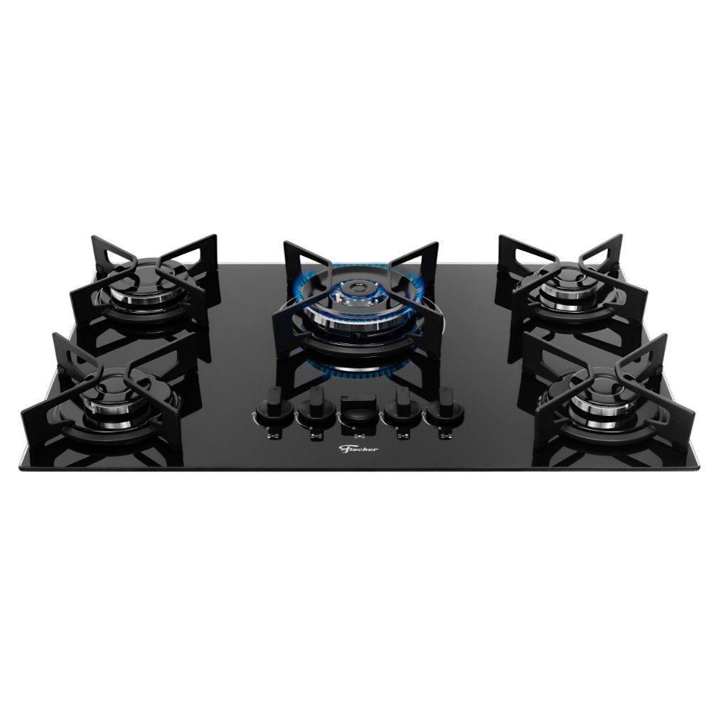 Cooktop 5 Bocas Tripla Chama Fit Line Fischer Preto Bivolt - 2