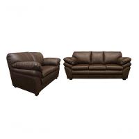 Conjunto Sofá De Couro Gana 3 E 2 Lugares Marrom Pigmentado - Mempra Design - 1
