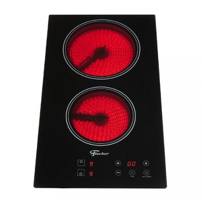 Cooktop Elétrico de Embutir Fischer Cooktop 2 Bocas Mesa Vitrocerâmica Painel Digital Touch Preto