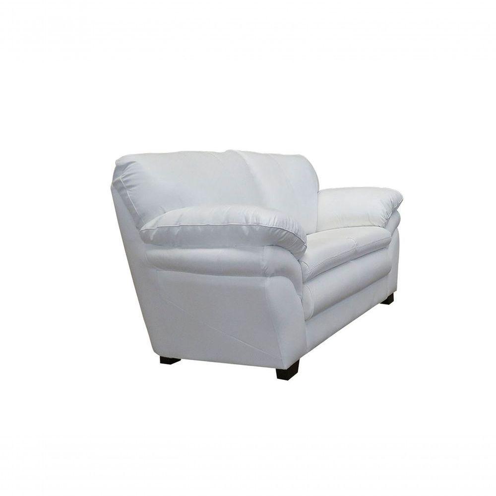 Conjunto Sofá De Couro Gana 3 E 2 Lugares Branco Pigmentado - Mempra Design - 4