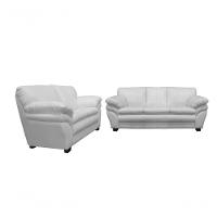 Conjunto Sofá De Couro Gana 3 E 2 Lugares Branco Pigmentado - Mempra Design - 1