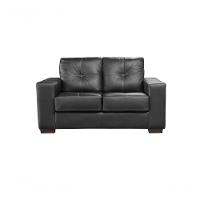 Sofá De Couro Punto 2 Lugares Preto Pigmentado - Mempra Design - 1