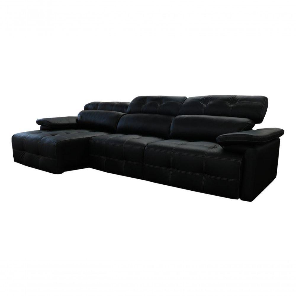 Sofá Retrátil E Reclinável De Couro Queen (3 Módulos) 3,60 M Preto Pigmentado - Mempra Design - 3