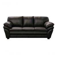 Sofá De Couro Gana 3 Lugares Preto Pigmentado - Mempra Design - 1