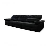 Sofá Retrátil E Reclinável De Couro Queen (3 Módulos) 3,00 M Preto Pigmentado - Mempra Design - 6