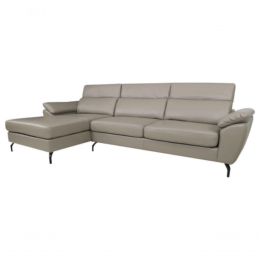 Sofá De Couro Hannover 3 Lugares Com Chaise Baú Esquerda - Avelã - 2