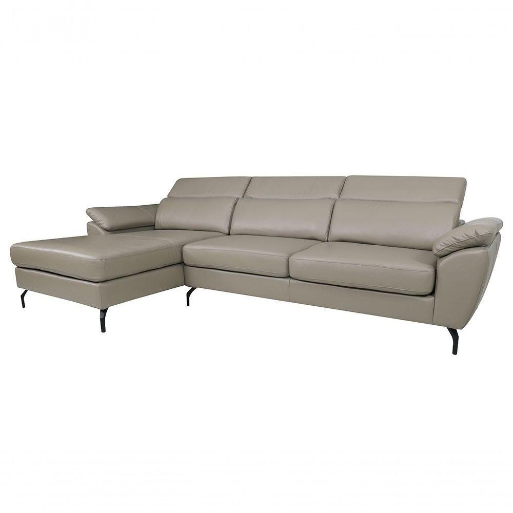 Sofá De Couro Hannover 3 Lugares Com Chaise Baú Esquerda - Avelã - 3