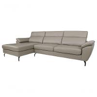 Sofá De Couro Hannover 3 Lugares Com Chaise Baú Esquerda - Avelã - 2